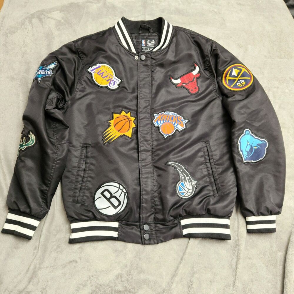 NBA All Teams Jacket Mens Small Black NBA Basketball Ultra Game Varsity